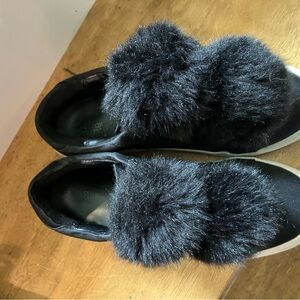 Mossimo Black Faux Fur Slip-On Sneakers
